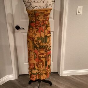 Jin Ping Women Animated Design Dress, Size Medium, Color Orange Multi Color NWT
